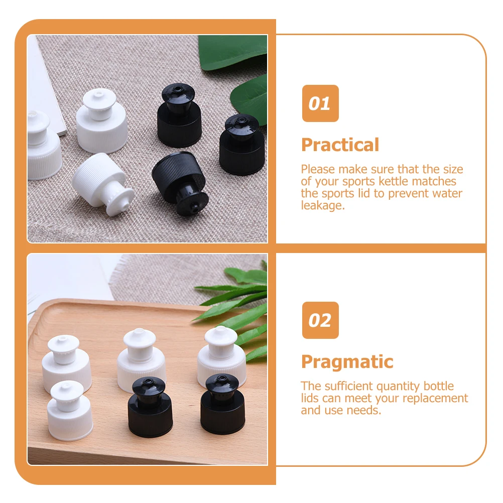 

40pcs Sports Pull Cap Mineral Water Bottle Replacement Push Lid 28mm Reusable PE Cover for Travel Gym Outdoor Use Leakproof