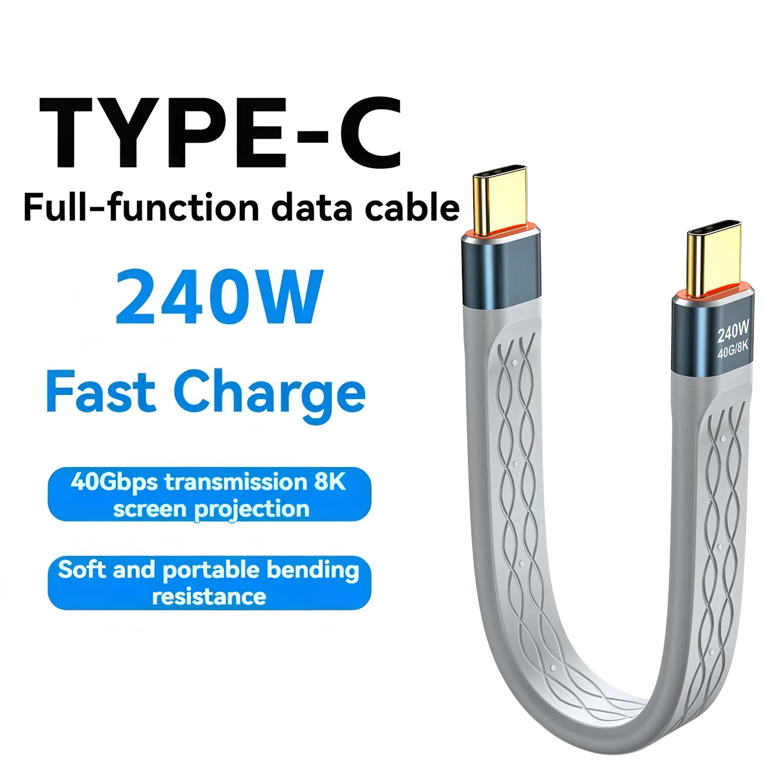 USB-C to Type-C 240W USB4.0 40Gbps Cable Keychain PD3.1 5A 8K@60Hz Data Cord For TV Laptop Tablet MacBook Video Transmission﻿