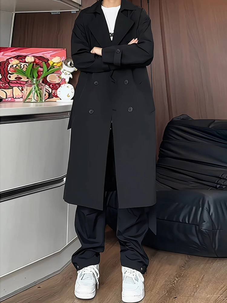 

Мужское длинное пальто Bla с двойной пуговицей, корейский стиль, весна-осень, Jaet Haome, элитное, деловое, пальто-костюм