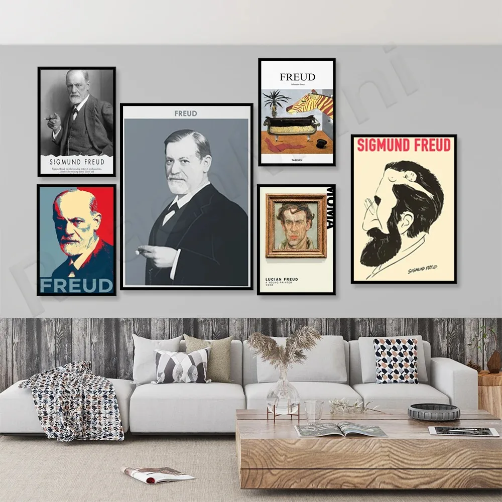 Impresión artística de Sigmaund Freud, lienzo de pintura en lienzo, psicoanálisis moderno, terapia, Museo de Arte de fisioterapia