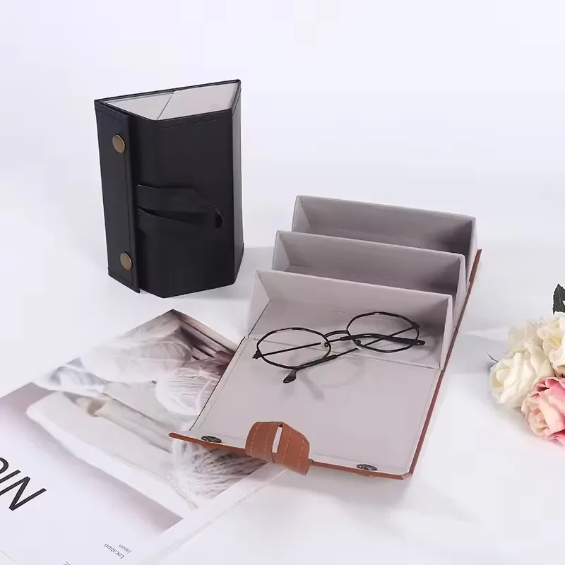 Foldable Glasses Storage Box Portable Glasses Organizer Sunglasses Eyeglasses Storage Containermulti-Slot Travel Glasses Case