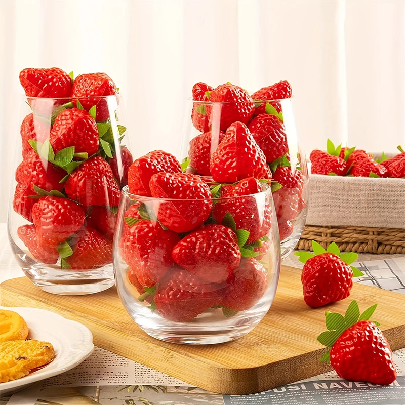 10/20 Stück künstliche Erdbeeren, künstliche Früchte für die Heimdekoration, Tischdekoration, Requisite, Feiertagsdekoration für Tagesfeiern – Detail 3
