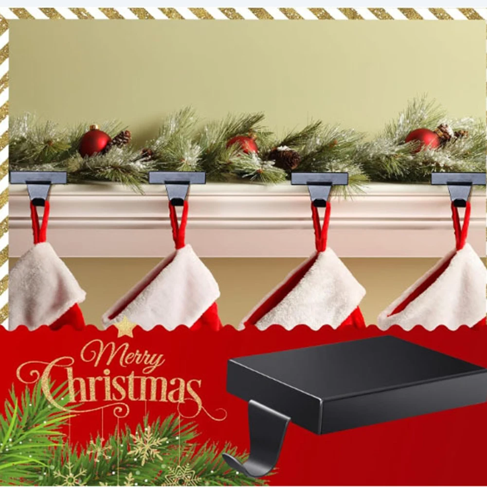 Christmas Mantel Stocking Hooks with 3 Color Selections  Non slip Clear Pads and Bows  Reliable and Sturdy Design