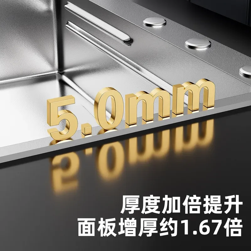 316L Stainless Steel Kitchen Sink Hammered Pattern 5mm Thickened Large Single Bowl Zero Coating Volcanic Texture Basin
