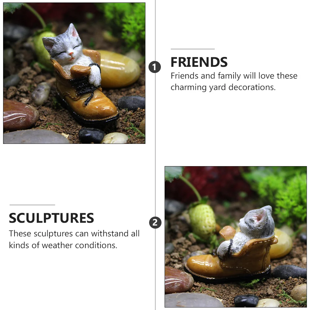 

2Pcs Handmade Durable Resin Cat Miniatures Creative Table Adornment Home Decor Resin Ornaments Desktop Decoration