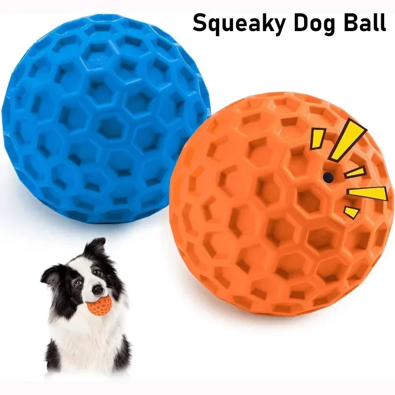 1 Stück Unzerstörbares Quietschendes Hundespielzeug, Interaktive Hundebälle aus Naturkautschuk, Welpenball für Hunde-Kauspielzeug, Zufällige Farbe