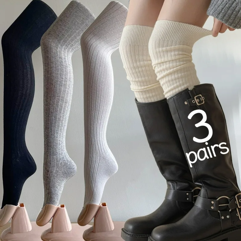 1/3Pairs Quality Long Socks Women Over Knee Long Thigh High Knitting Socks Plus Size Overknee Socks Knitting Warm Stockings