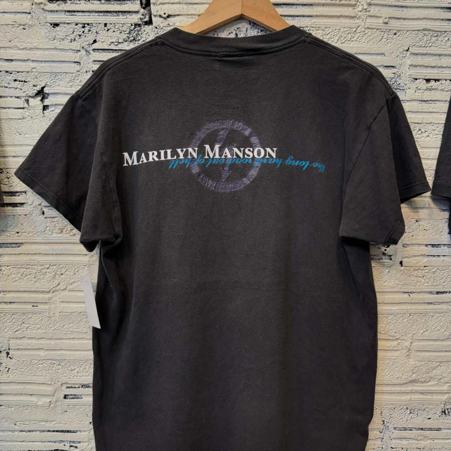 Vintage Marilyn Manson Blue Portrait Ghost Eyes Band Graphic Tee Cotton Mens Womens T-Shirt Summer Streetwear