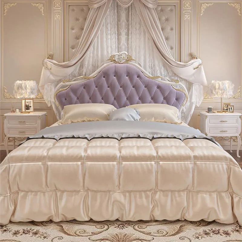 Luxury Princess Bed Bedroom Frame Queen Double Modern Castle Design Wooden Massage Bed Sleeping European Cama Home Furniture