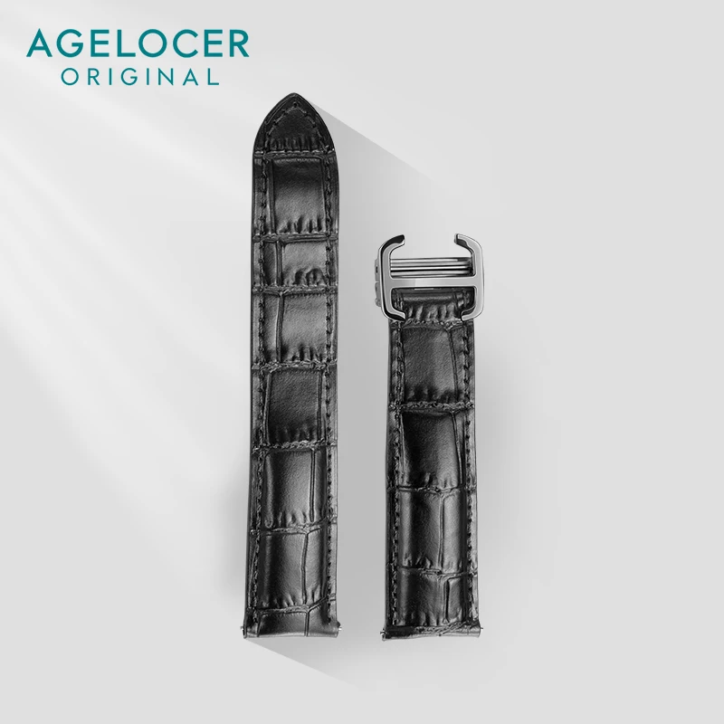 

AGELOCER Original Watch Spare Part Width 18-20mm Genuine Leather Strap 316L Stainless Steel Buckle