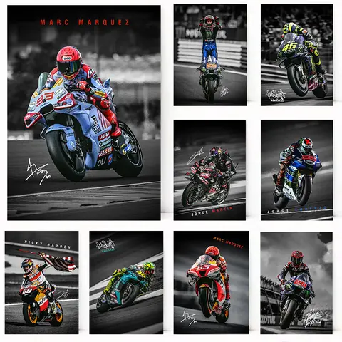 현대 유명 레이서 모토GP 멋진 오토바이 경주 모터스포츠 포스터 인쇄 캔버스 그림 벽 예술 사진 홈 데코