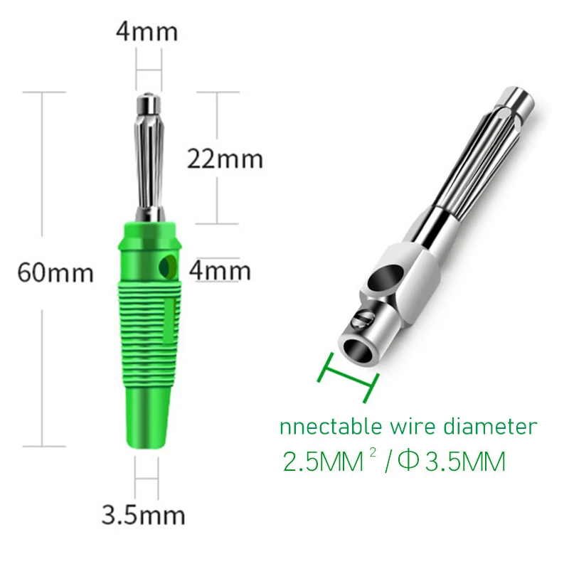 1Pce 4mm solder free stackable banana plug 7-pin 32A high current screw lock for multimeter speaker cable, etc