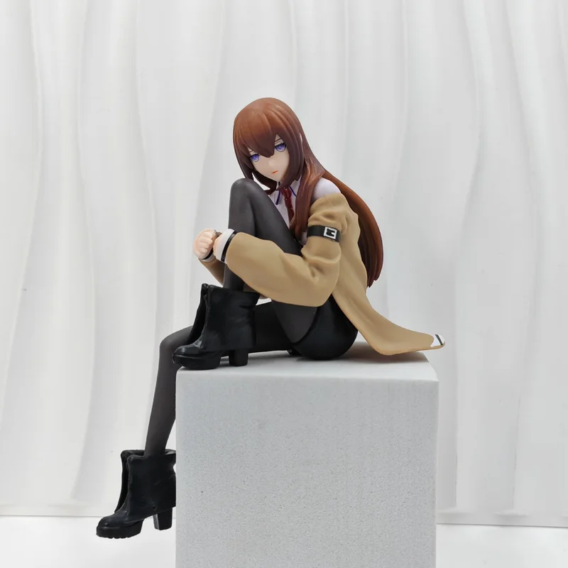 Anime Figure Kurisu Makise Steins Gate Pvc Collectible Model Sitting Posture Desktop Ornament For Anime Collectors Home Decor