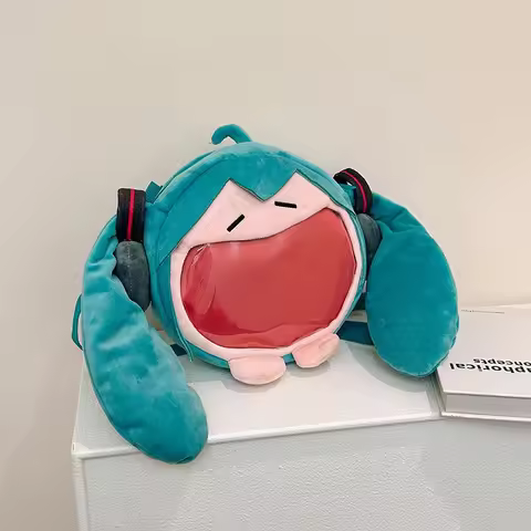 Cute Hatsune Miku Plush Dakimakura Style Shoulder Bag Jumbo Size with Waterproof Material for Anime Convention Cosplay Daily Use