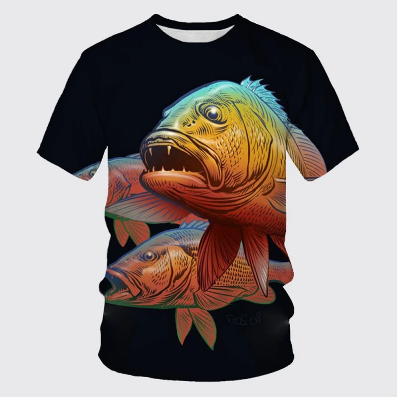 

3D Printed Funny Fish T-Shirt For Men Marine Animal Graphic Tees Casual Loose Short Sleeve Tops Round Neck Streetwear T Shirts