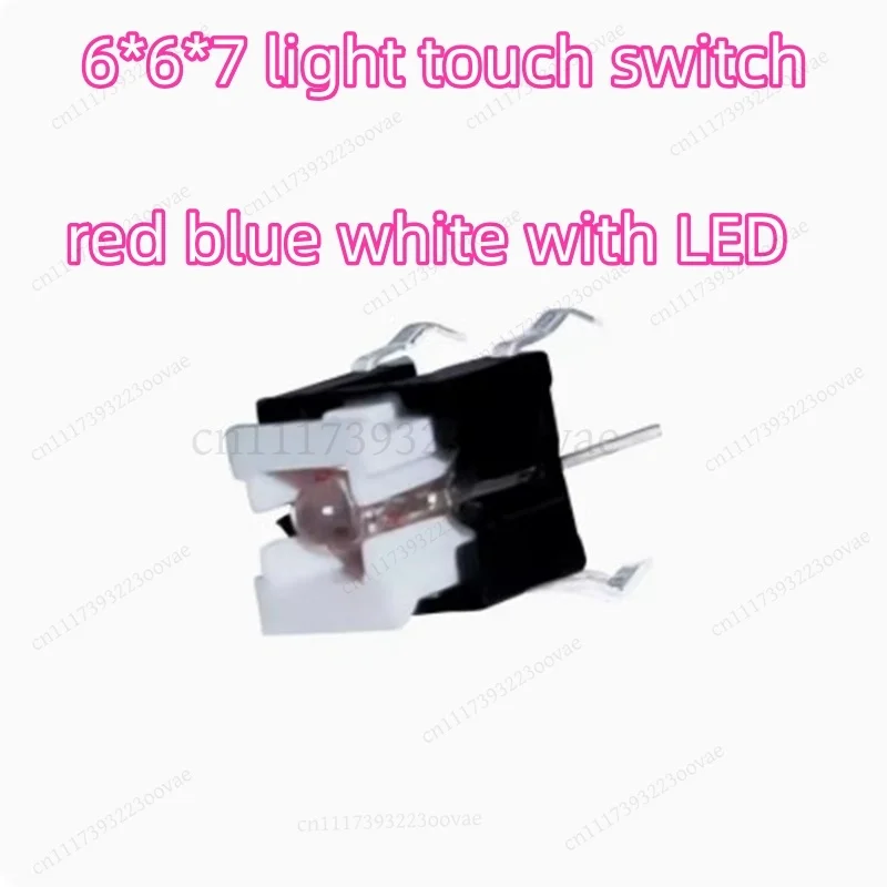 Df 100PCS 6x6x7mm LED Light Touch Switch Red Blue White Luminous Button with Holder, Replacement Parts