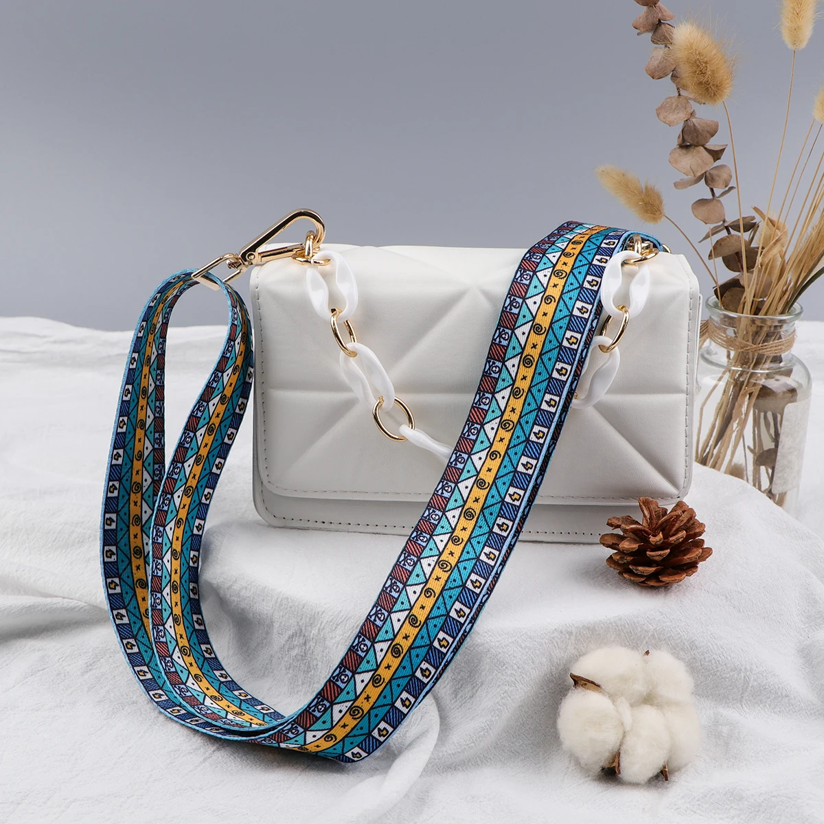 Fashion Bohemian Style Nylon Strap Women Shoulder Bag Handbag Strap Bag Accessories Adjustable Crossbody Bag Strap Belts Straps