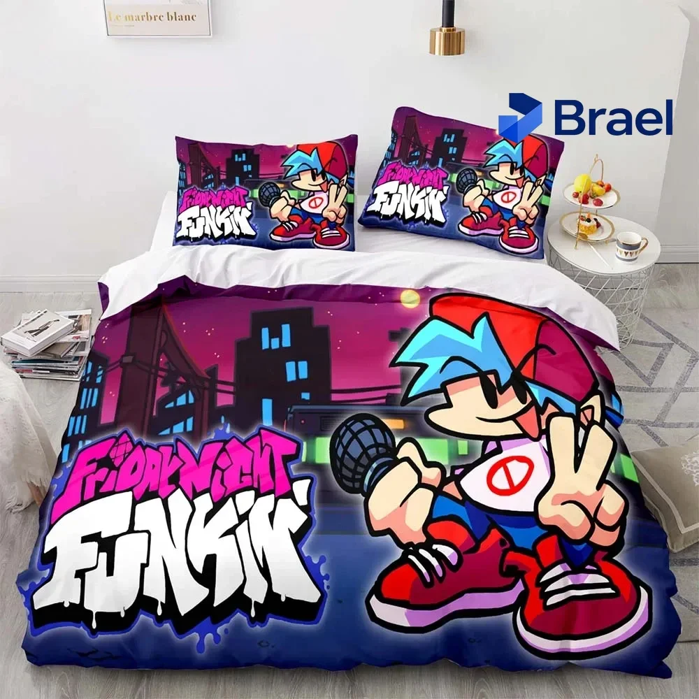 Exquisite 3D Print Game Friday Night Funkin Bedding Set,Duvet Cover Bed Set Quilt Cover Pillowcase,King Queen Twin Size Boys Gir