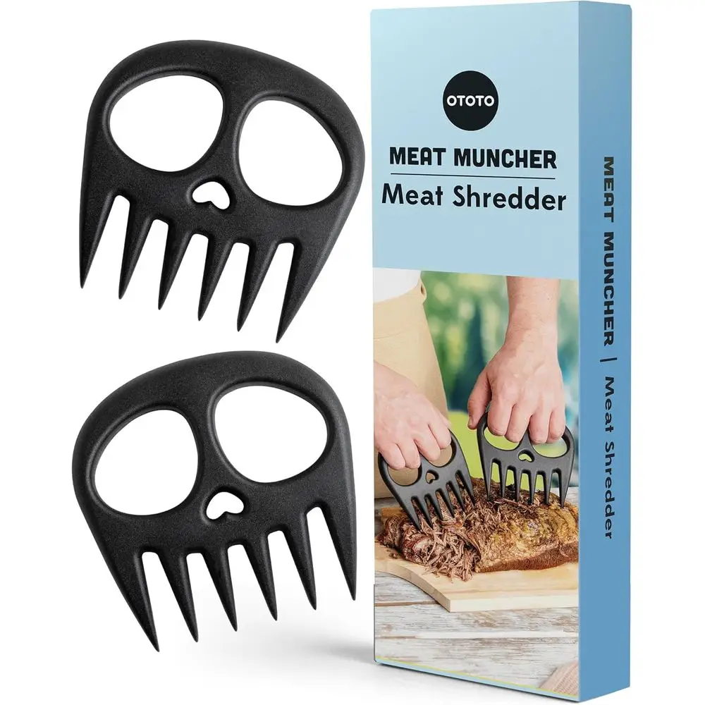 Heat-Resistant Meat Claws - Shredding Claws for Grilling, BBQ Accessories, Halloween Goth Decor, Kitchen Tools (Black)