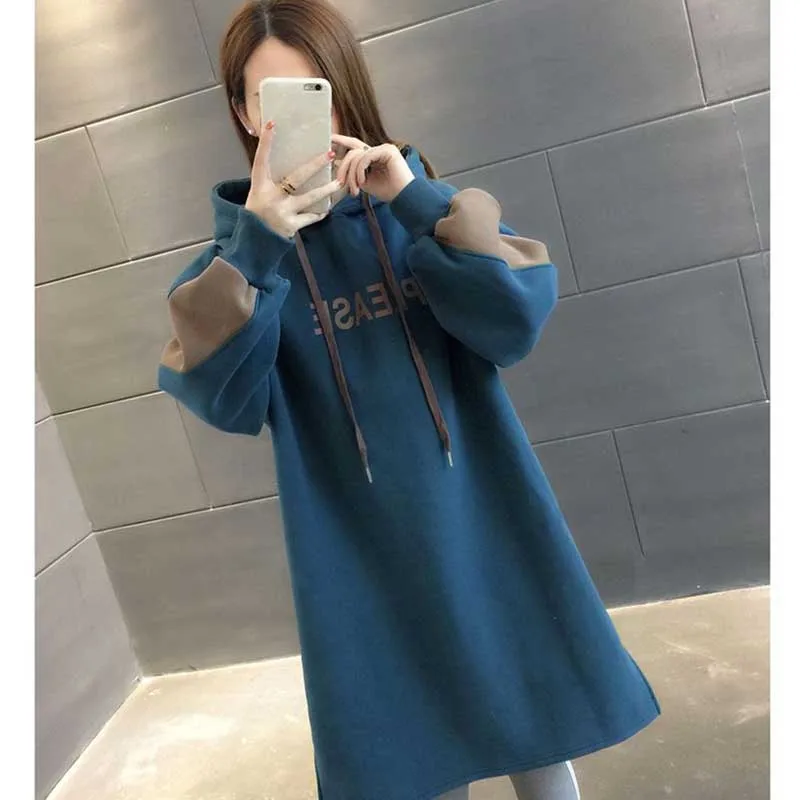 Fashion Spliced Loose Printed Letter Hoodies Sweatshirts Women\'s Clothing 2023 Winter Oversized Korean Tops Casual Sweatshirts