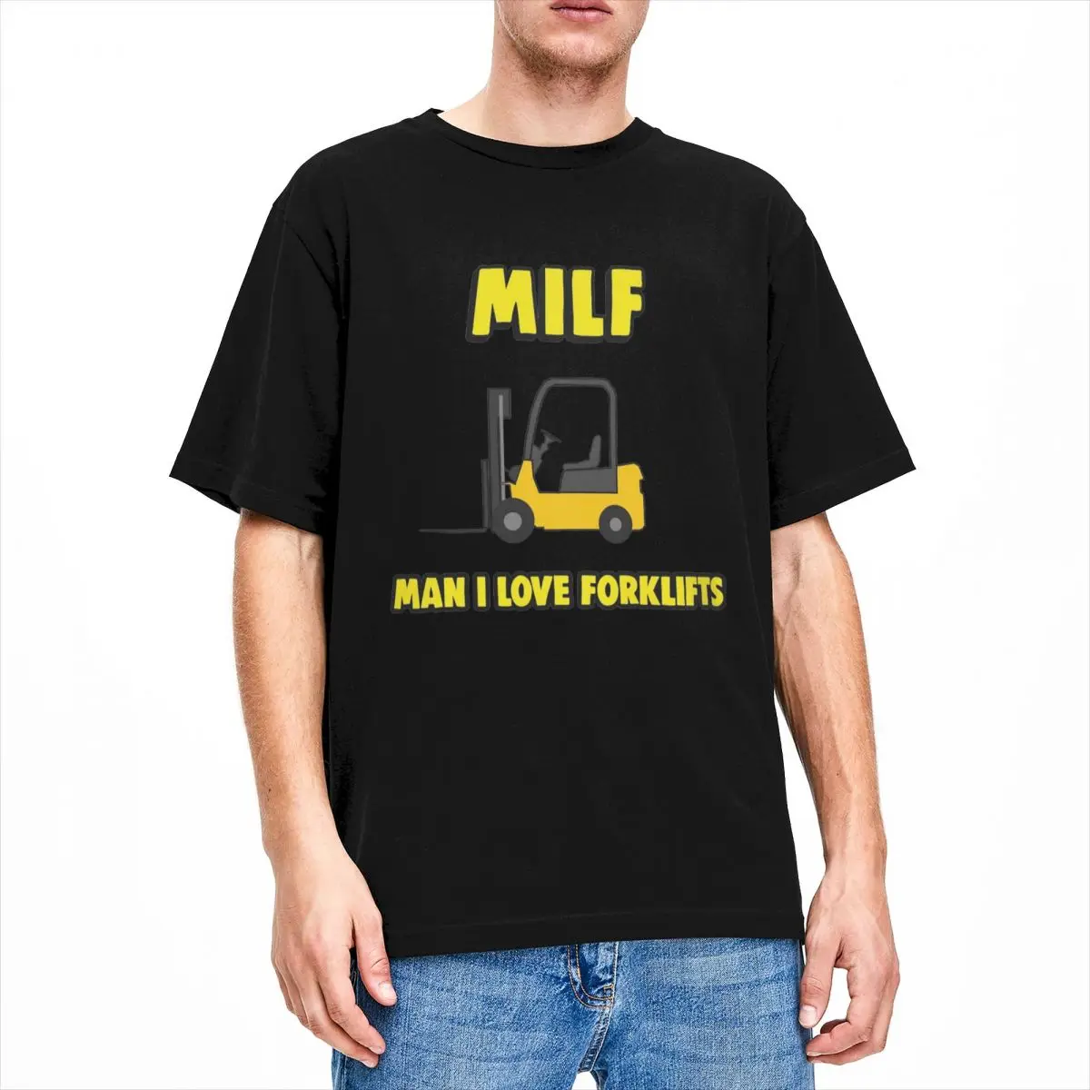 MILF Man I Love Forklifts T Shirt Mens Forklift Certified Vintage Cotton T Shirts Summer O Neck Hippie Tee Shirt Casual Clothes