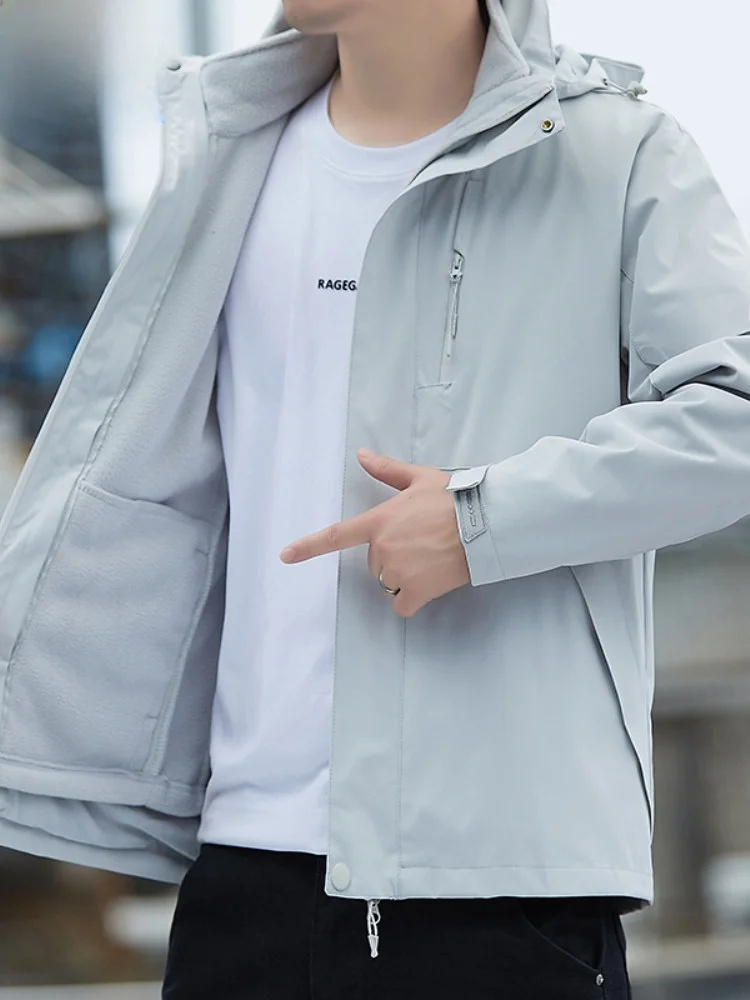 

Paul New Men's Jaet Spring Autumn Outdoor Tee-in-One Windproof Waterproof Hooded Mountain Clothes Outerwear Faion Urban...