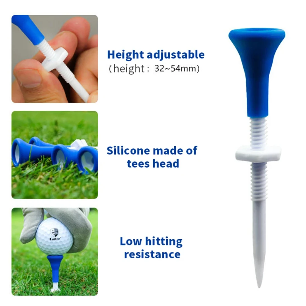 

New Blue Plastic Golf Tees Height can be adjusted freely More Durable Golf Plastic Tees Golf Accessories For Golfers 5pcs/box