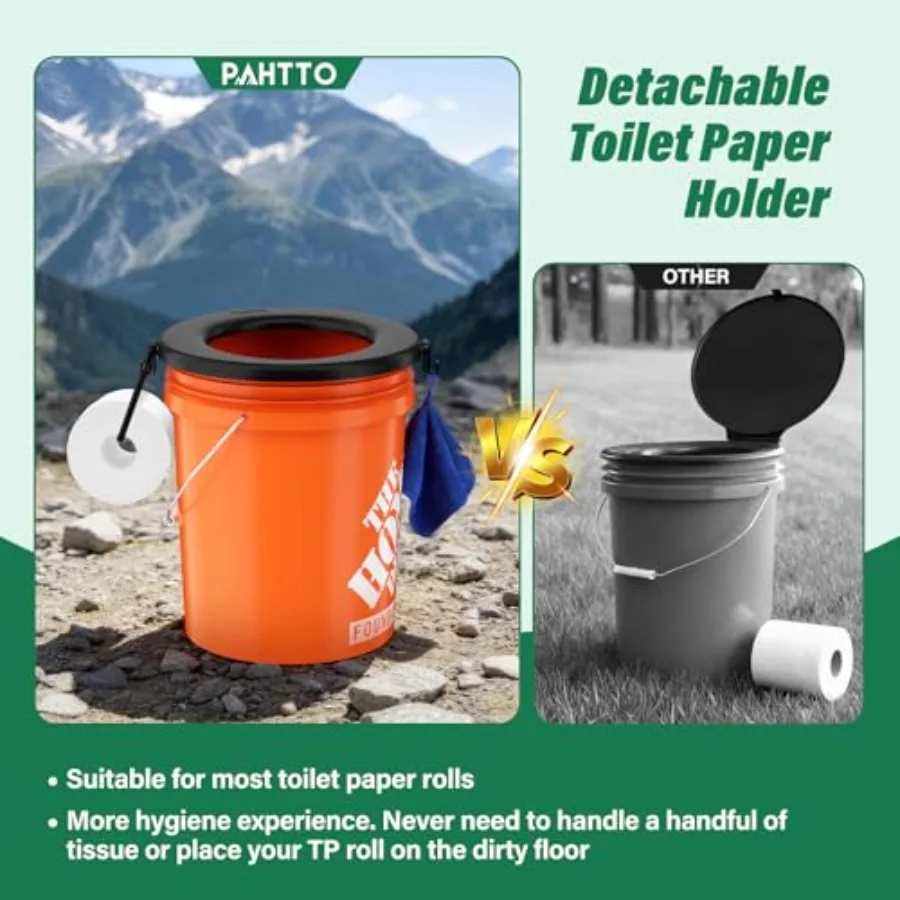 Bucket Toilet Seat, Portable Toilet Seat for 5 Gal Buckets, Camping Toilet Seat, Snap-on Toilet Seat for Outdoor, Camping, Hiki