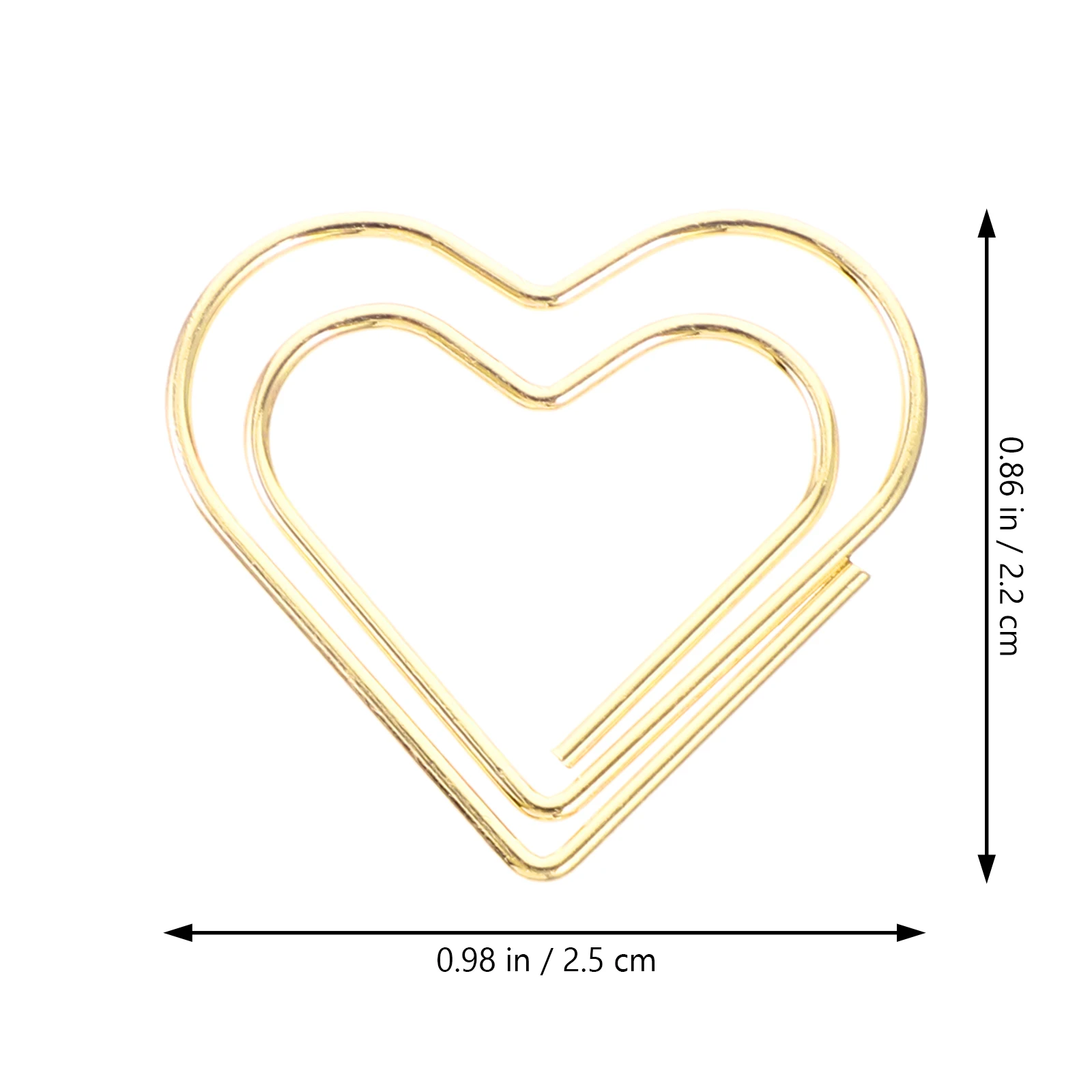 100 Pcs Heart Paper Clips Metal Stationery Cute Mini Office Supplies Golden Decorative Document Clips Creative for Notebooks