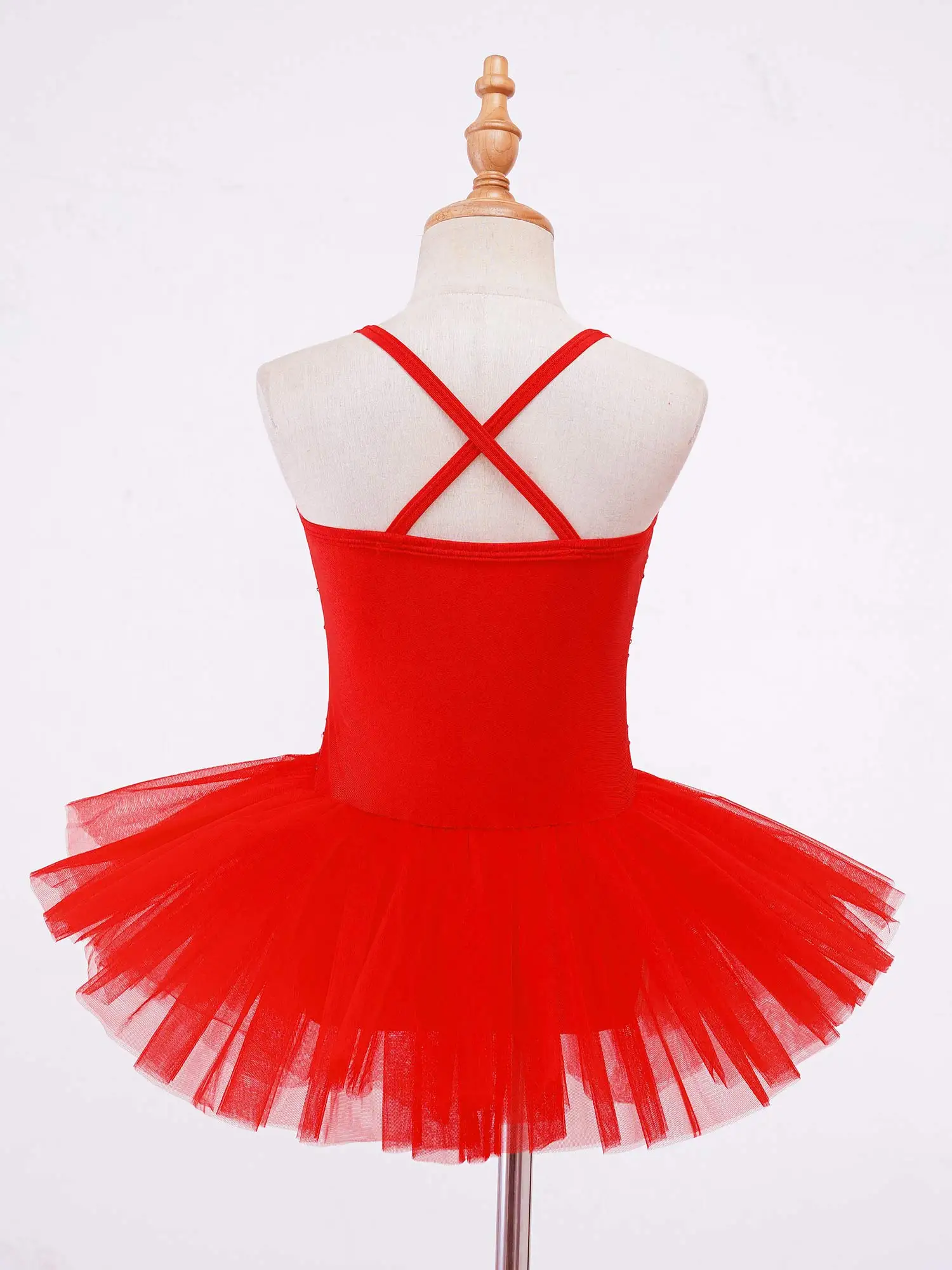 Kids Girls Sequin Mesh Ballet Tutu Dress Gymnastics Leotard Swan Dance Stage Performance Costume Ballerina Christmas Dancewear