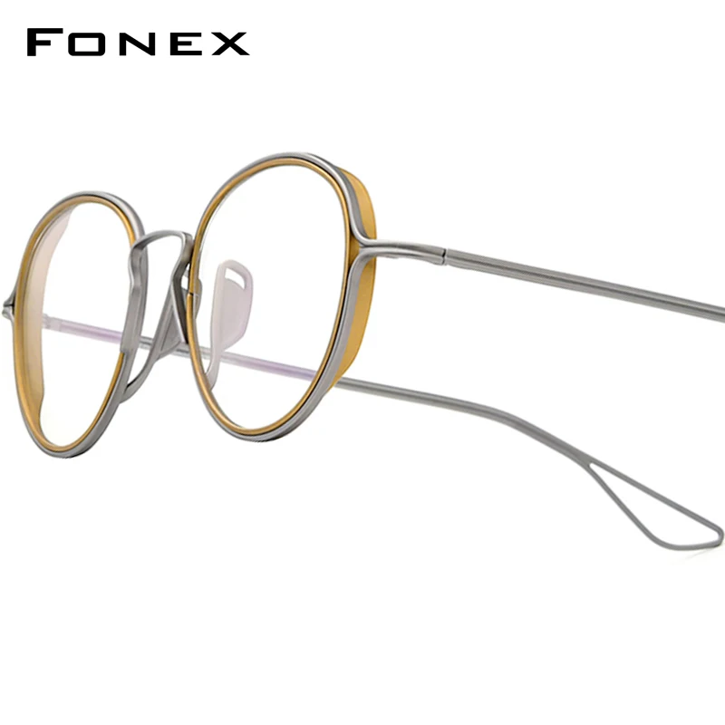 

FONEX Titanium Glasses Frame Men New Brand Design Vintage Round Eyeglasses Retro Japanese Ultralight High Quality Eyewear 85688