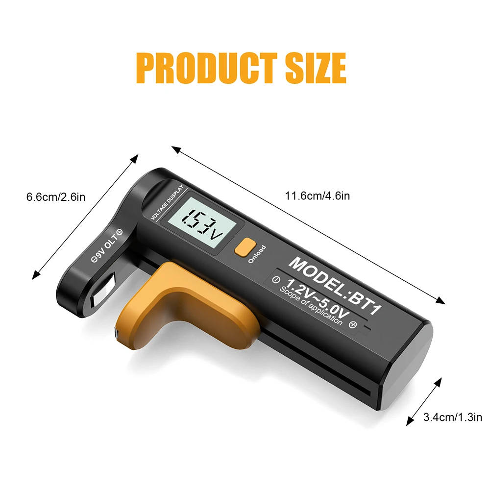 Batterieleistungstester BT-1 Batterietester Trockenbatterie AAA/AA/C/D/N/9V/1,5V Knopfzellenbatterietester Digitaler Spannungsprüfer