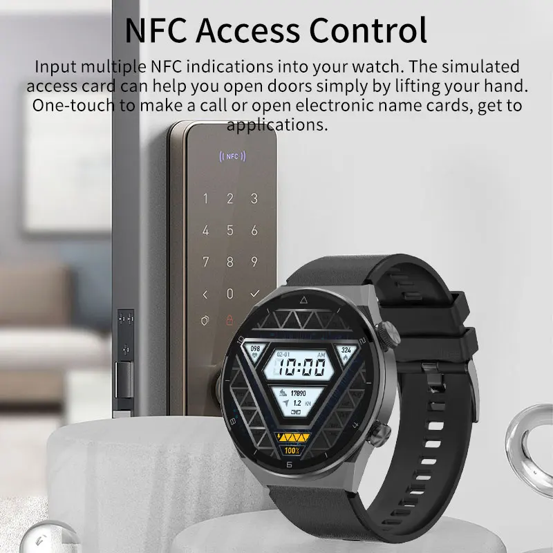 New Men Smart Watch Women's electronic watches Sports NFC Access Control Smartwatch Bluetooth Call Clock Waterproof For Men 2024