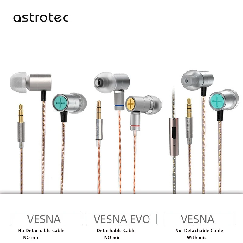 Astrotec Vesna و EVO في سماعة الأذن ، سماعات رأس موسيقية سلكية معدنية HiFi صغيرة ، سماعة رأس ستيريو Dj Audiophile
