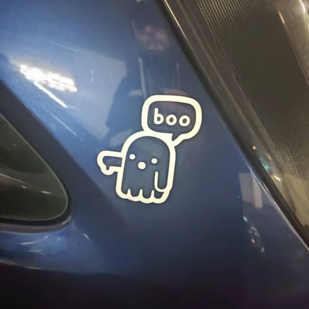 GHOST Says BOO Funny Car Sticekrs Lovely Cartoon Car Decoration Windows Body Decor Decals Accessories Vinyl