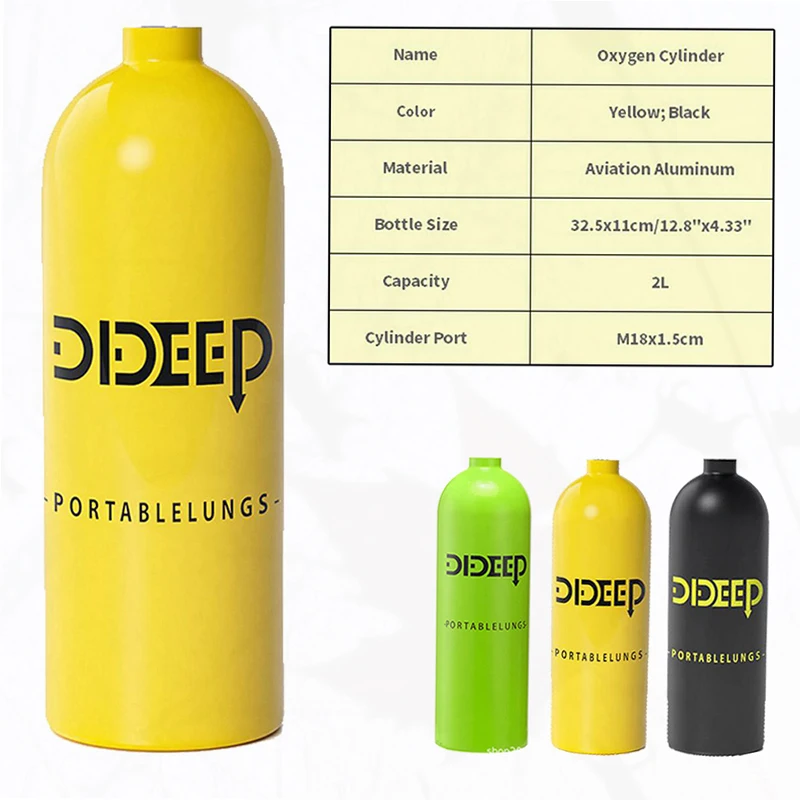 2L Scuba Diving Cylinder Mini Tanks Oxygen Cylinder Set Underwater Air Tank Hand Pump For Dive Diving Equipment(Only Oxygen Tank