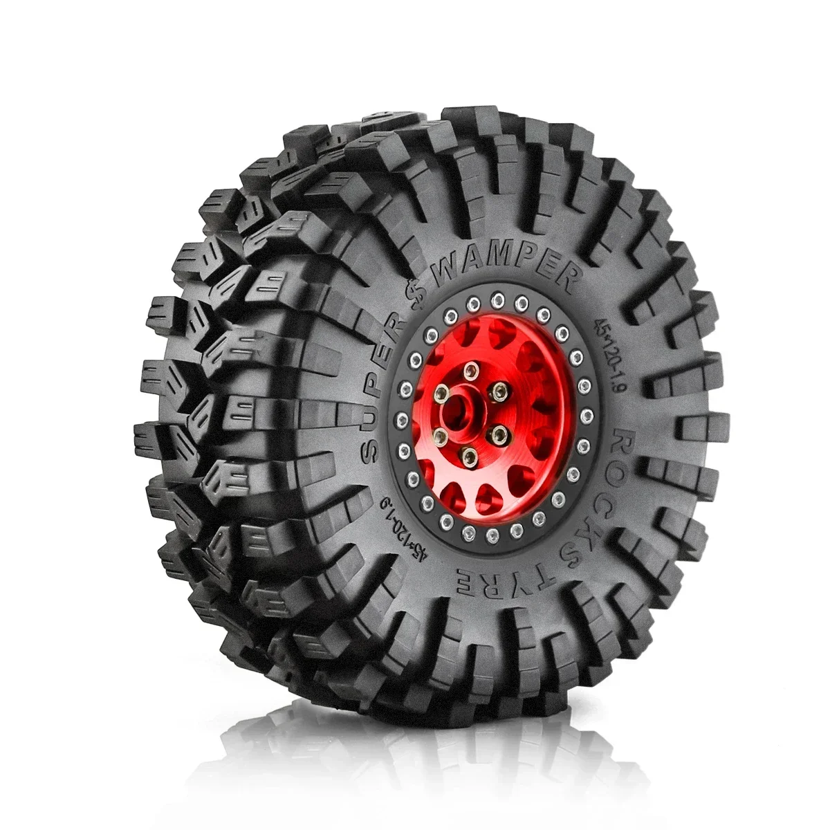 4pcs 120mm Metal 1.9" Beadlock Wheel Rim Rubber Tire Set for 1/10 RC Crawler Car Traxxas TRX4 RC4WD D90 Axial SCX10 II III MST