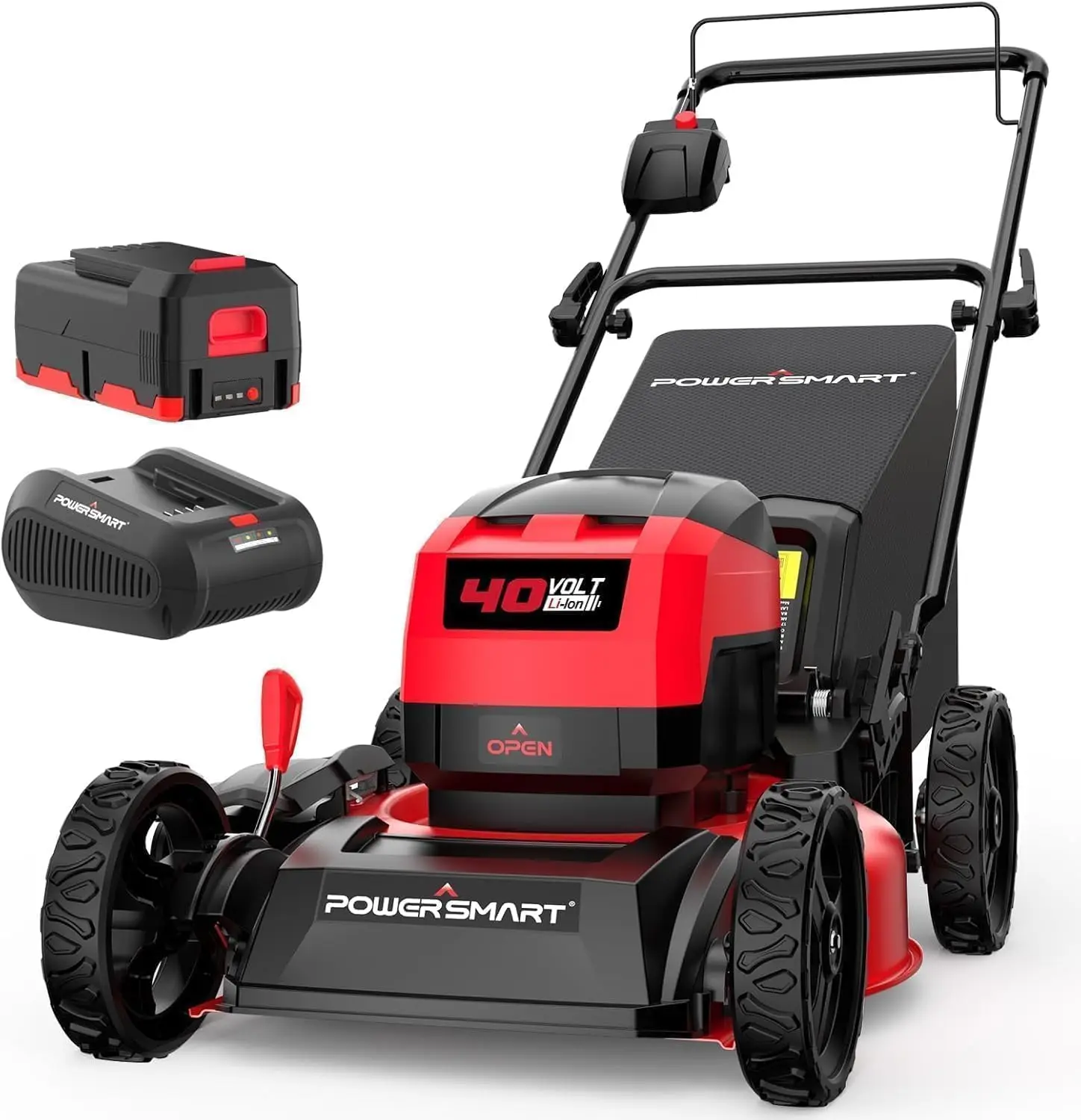 Lawn Trimming: Light - weight Plastic, Gray 40V Cordless Lawn Mower with Battery & Charger, Quiet, Foldable Handles