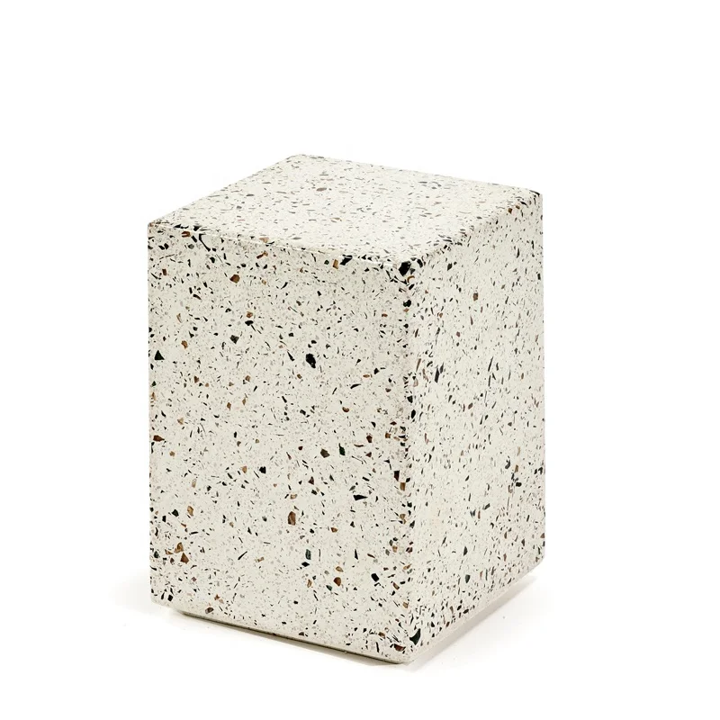 Nordic modern small designed living room natural mable creative cube rectangular terrazzo wholesale coffee side table