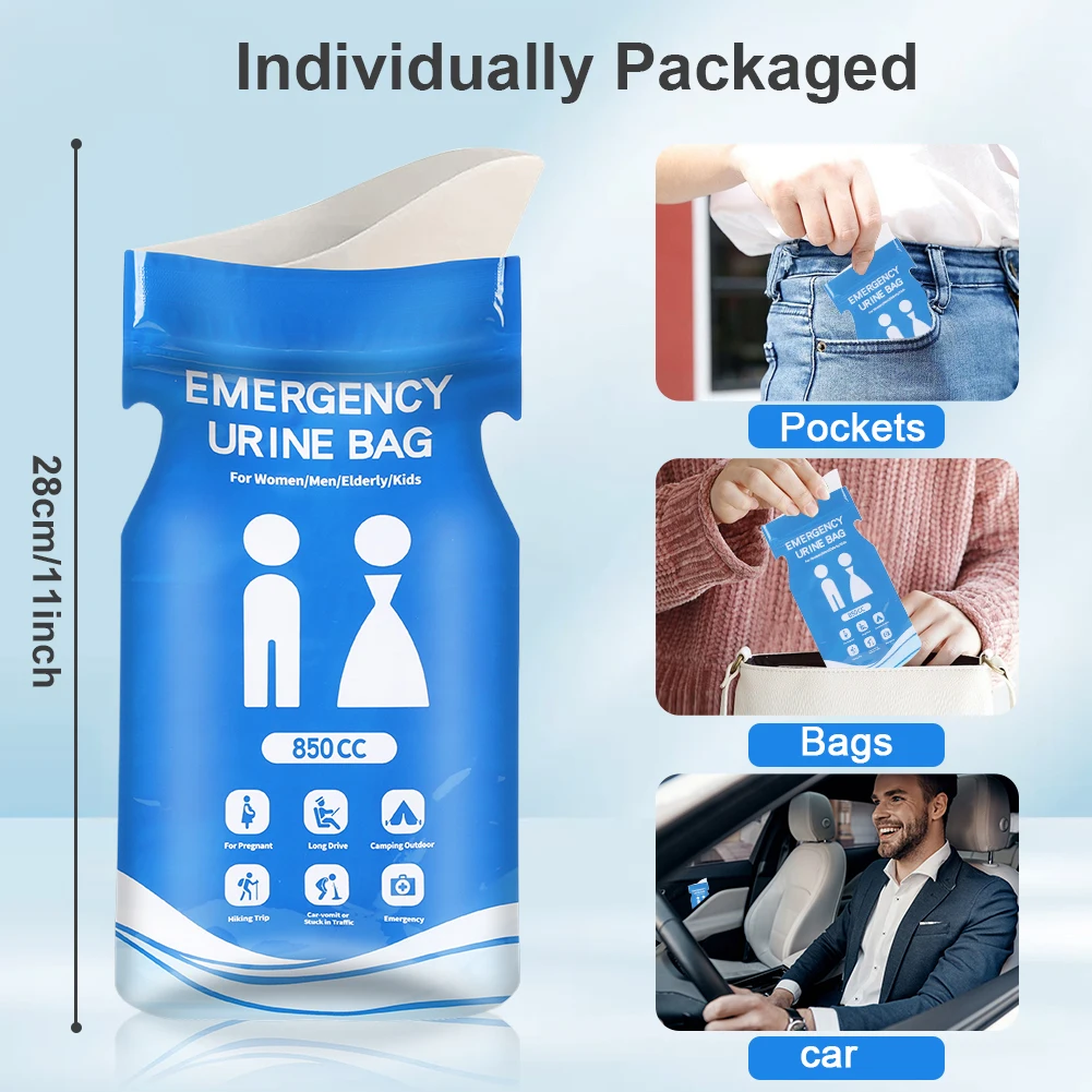 

Одноразовые герметичные пакеты для мочи в машину, 850 мл, самозакрывающиеся, для пробок