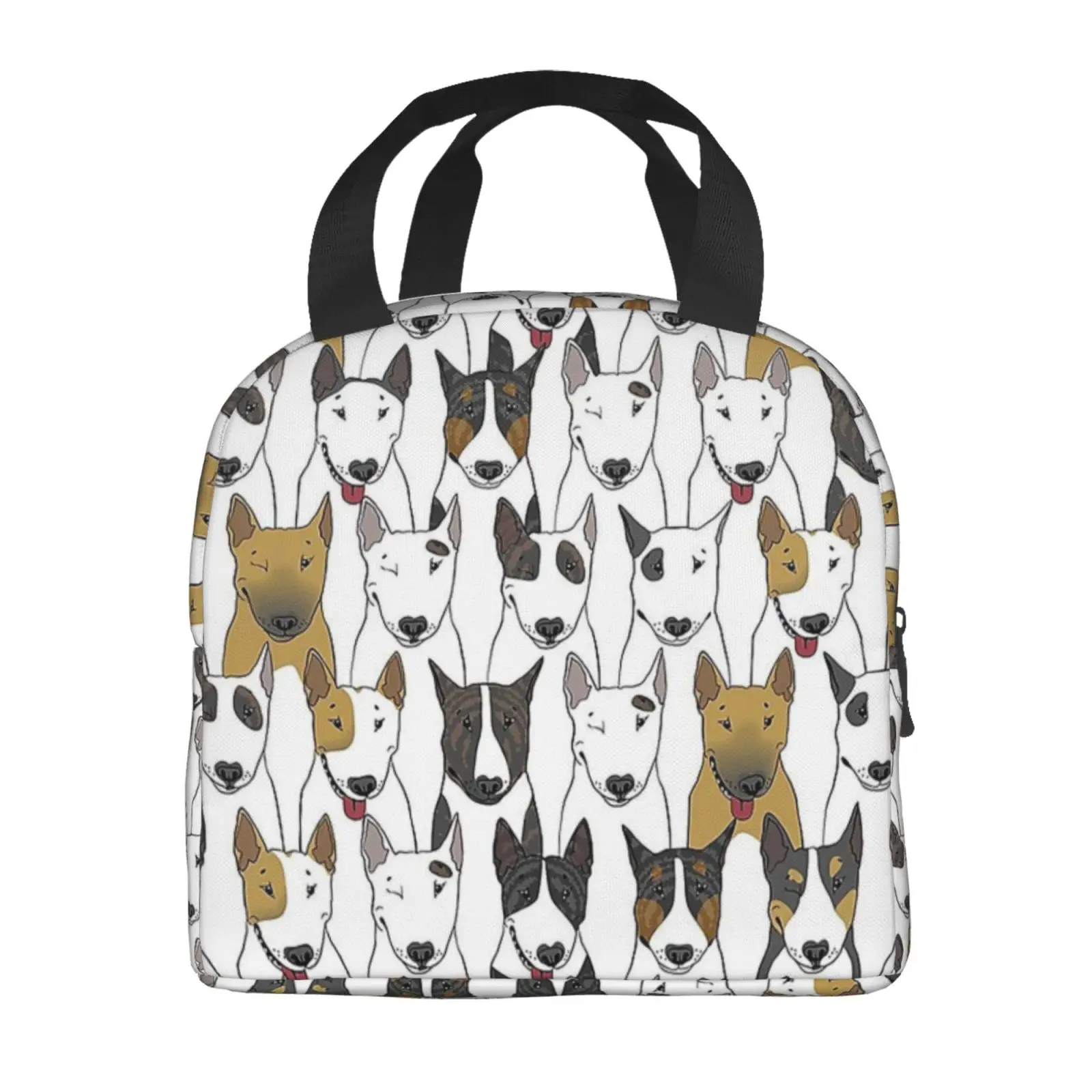 English Bull Terrier Dog Pattern Portable Lunch Boxes Waterproof Thermal Cooler Food Insulated Lunch Bag Kids School Children