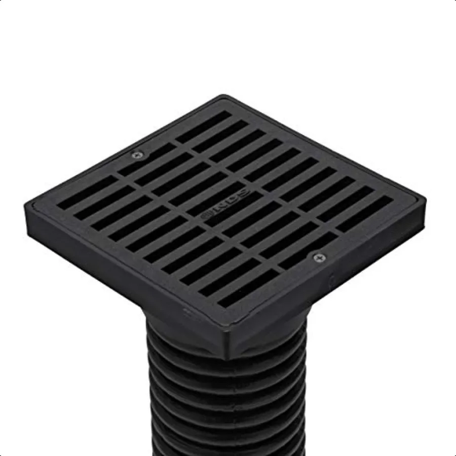 NDS 640 6-дюймовая квадратная решетка с низкопрофильным сливным адаптером, соединяет до сливных труб диаметром 3 и 4 дюйма и фитинги для небольших газонов L