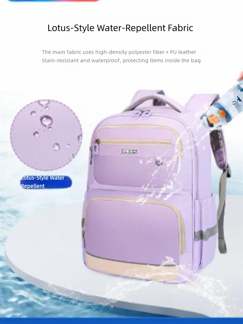 New Orthopedic School Bag Grade Grade 4-6 Middle High Student Shoulder Backpack Large Capacity Water Proof Light Mochilas