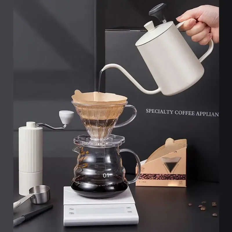 Portable Travel Coffee Maker Set 10pcs Manual Grinder Kettle Filter Hand Brew Kit Outdoor Camping Gift Box OEM Custom Design