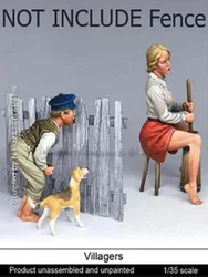 Unpainted Kit 1/35 Country Girl AND LITTLE Boy and dog figure Historical Resin kit miniature model
