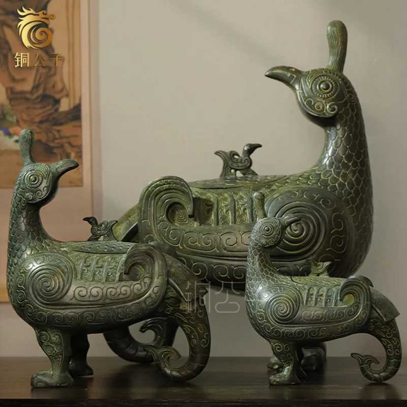 Jinhou Bird Statue Multiple Models Shanxi Unearthed Bronze Replica Antique Wine Vessel Craft Gift Wholesale