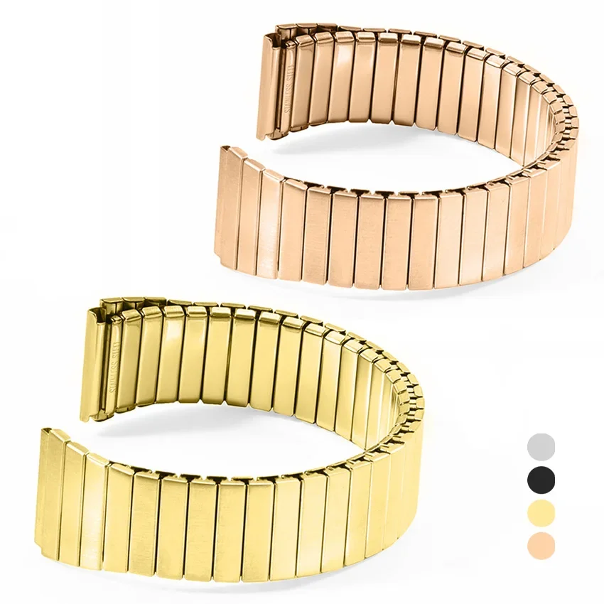 22mm Elastic Stainless Steel Band Strap for Seiko Metal Stretch Replacement Bracelet for Huawei Watch Accessories Expansion Belt