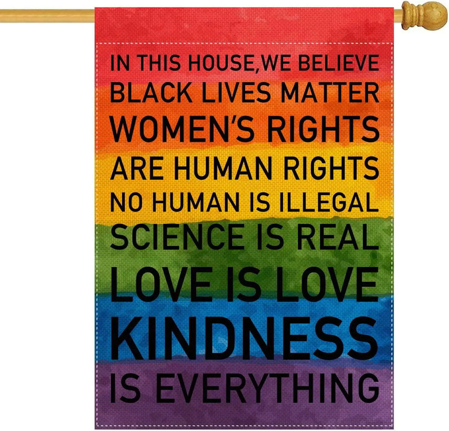 pingpi In This House We Believe Rainbow Black Lives Matter Pride Tolerance House Double Sided Flag Home Yard Lawn Patio Bann EEZ