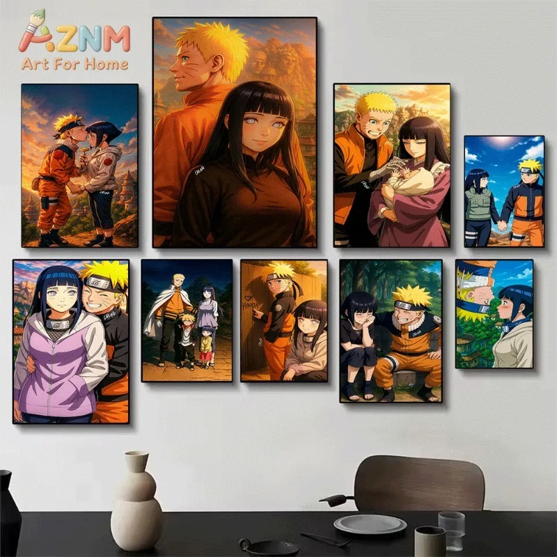 Anime Naruto Hinata Couple Canvas Wall Art Print Unframed Canvas Painting Home Decor Poster for Bedroom Living Room Nice