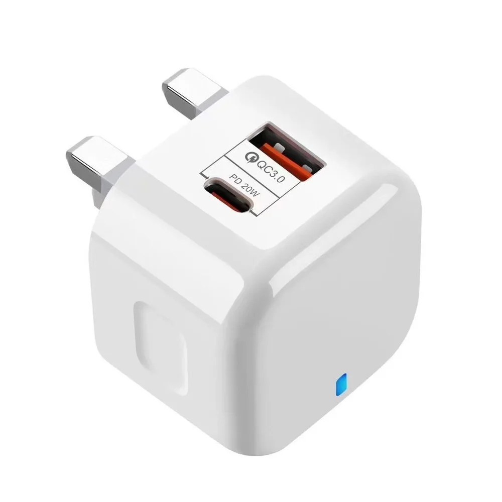 1Pcs QC3.0 PD20W USB Type‑C Dual Port Charger Adapter EU US UK Plug Wall Socket Power Head